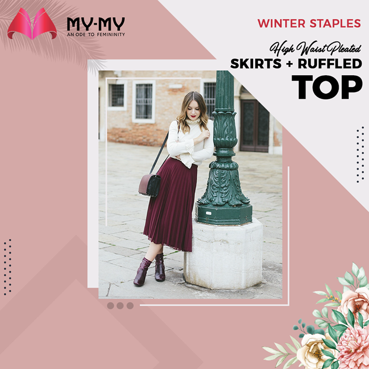 Introducing Winter Staples by My-My.

High Waist Pleated Skirts + Ruffled Top is a true style statement. This functional yet chic outfit works for a formal event as well as an intimate gathering. 

#MyMy #MyMyCollection #Clothing #Fashion #Outfit #FashionOutfit #Top #RuffledTop #PleatedSkirt #WinterStaples #WinterOutfits #Style #WomensFashion #Ahmedabad #SGHighway #SGRoad #CGRoad #Gujarat #India