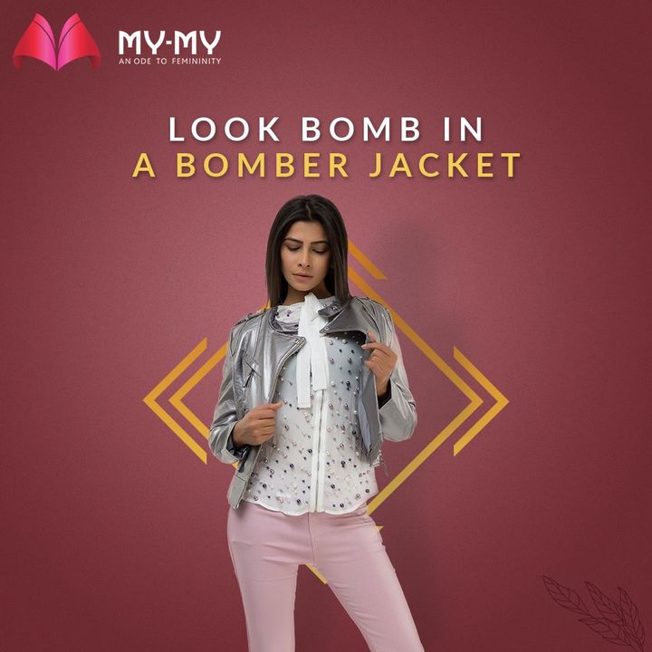 Look Bomb in a Silver Bomber Jacket and pair it with contrasting outfit that gives you nothing less of a #Rockstar look! 

#MyMy #MyMyCollection #Clothing #Fashion #Outfit #FashionOutfit #Jacket #BomberJacket #WinterOutfits #Style #WomensFashion #Ahmedabad #SGHighway #SGRoad #CGRoad #Gujarat #India