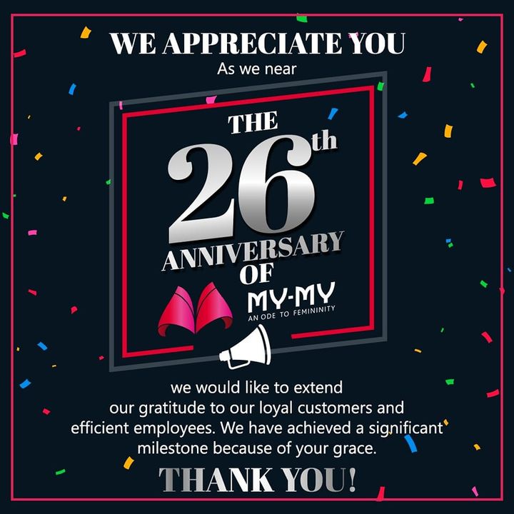 A thank you might not be enough for all the love showered on us, but our hearts surely are filled with love and gratitude for all shoppers🎉

26 years of amping up the city's fashion game wouldn't have been possible without the support.

#thankyou #grateful #26years #anniversary #storeanniversary #mymy #fashion #fashionstore #highend #highendbrands #fashionbrands #cgroad #sghighway #mymyahmedabad #ahmedabad