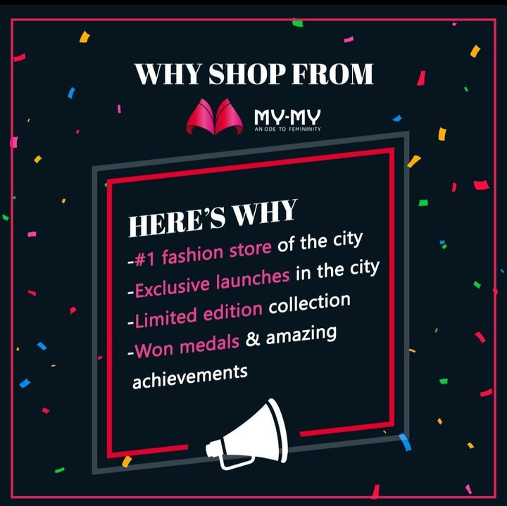 One stop destination for all fashion related purchases. No reason small, no reason short!

Shop our latest collection from My My store🛍️

#mymyahmedabad #26years #anniversary #storeanniversary #mymy #fashion #fashionstore #highend #highendbrands #fashionbrands #cgroad #sghighway #mymyahmedabad #ahmedabad #clothes #womenfashion