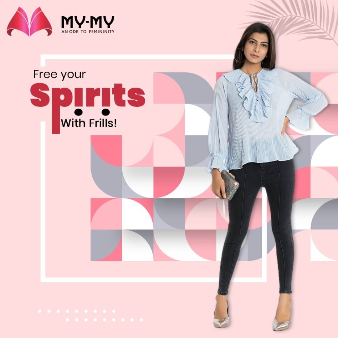 A frilled top is here to save the day and free your spirits with its breezy and young look. Let accessorizing take a break with a frilled collar and sleeves.

#MyMy #MyMyCollection #Clothing #Fashion #OOTD #FrillTop #FrilledTop #FrillSleeves #Jeans #BlackJeans #FashionTrend #Trendy #Casual #Style #WomensFashion #ExculsiveEnsembles #ExclusiveCollection #Ahmedabad #Gujarat #India